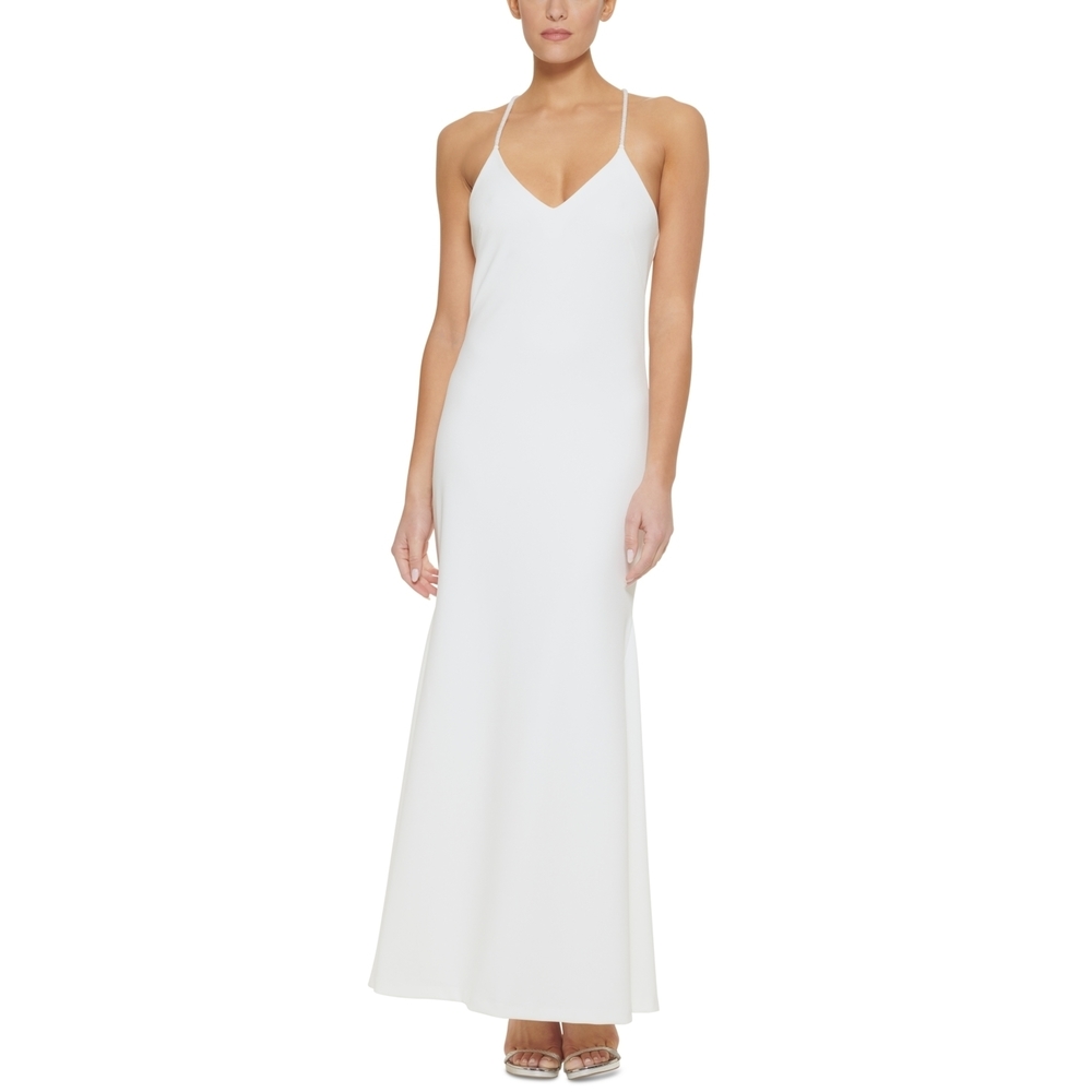 DKNY V-Neck Mermaid Gown - Elegant Evening Dress, [Size], [Color]